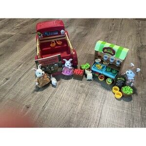Li'l Woodzeez Farmer's Market Truck Playset Red Farm Truck And Figures/Animals